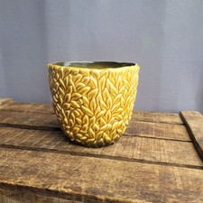 Vintage SYLVAC 3895 Yellow Leaf Plant Pot Planter Vase Fab Retro 