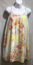 F&F WOMENS WHITE/YELLOW MIX FLORAL SLEEVELESS BABYDOLL DRESS SIZE: 12/40 (WD207)