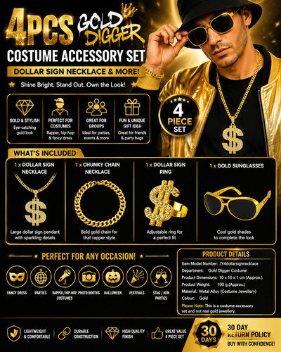 4pcs gold digger costume - 4pcs,