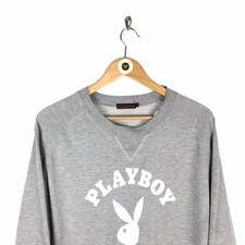 Original Vintage 90’s Playboy Light Grey and White Crew Neck Spellout