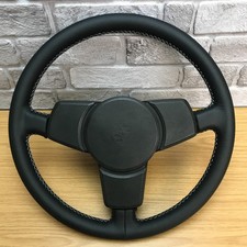 Genuine Porsche 924, 944, Black Leather 380mm steering wheel. RETRIMMED. 18C