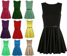 Women Belted Sleeveless Skater