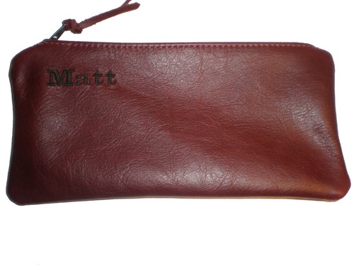 Leather pencil case clutch - leather,