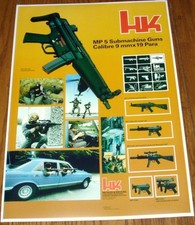 Heckler & Koch HK MP5 Poster Classic Vintage 1980 s 24"X18" Heavy Stock reprint.