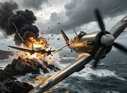 Dornier do17 hit spitfire - hit,