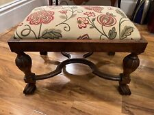 Antique Walnut Dressing Table Stool/Footstool Reupholstered