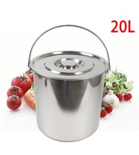 20L Extra Thick Stainless Steel Barrel Bucket Food Tank Water Storage with Lid 