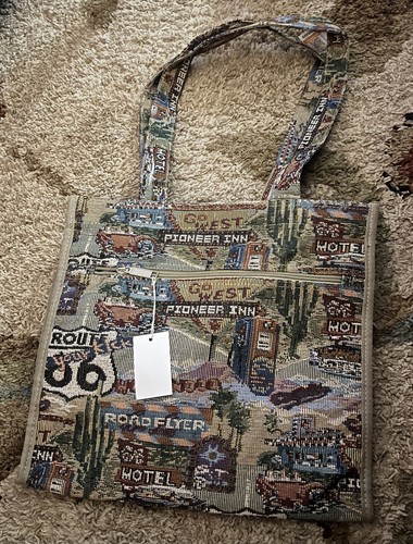 Vtg route tapestry tote - route,