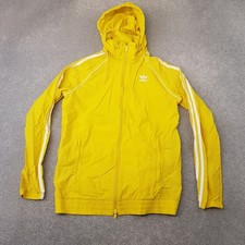 Adidas Mens Jacket Small Yellow Windbreaker Original Firebird SST Rain Coat