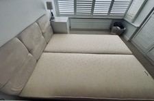 King Size Dunlopillo Bed (No Mattress) Detachable Taupe Suede Effect Headboard