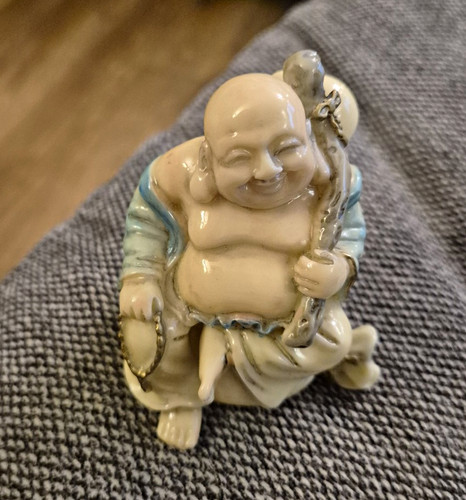 Small laughing buddha figurine - buddha,