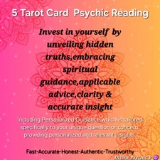 Detailed Psychic Reading with a 5 Card Tarot Read,Intuitively Channeled Insight