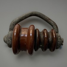 Vintage, Ceramic Electrical Insulator Spool With Original Bracket