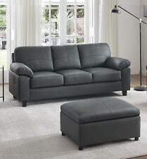 Dark Grey High Grade Genuine Leather 3 Seater Sofa USB   BOSTON