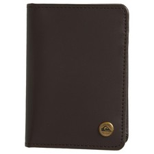 Quiksilver Mens Mack Cardy Tri-Fold Leather Wallet - Chocolate Brown - M