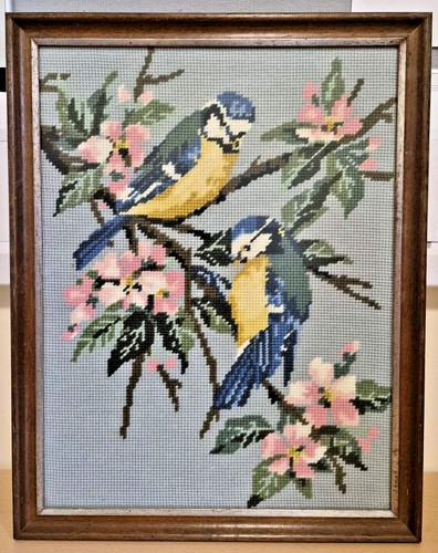 Vintage blue tit - blue, birds