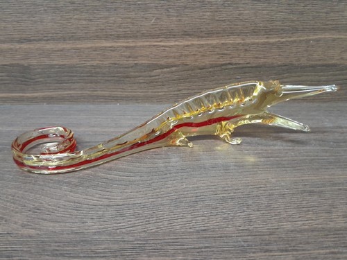 Glass crocodile ornament - glass,