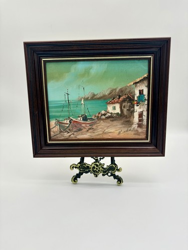 Vintage seaside oil painting - oil,