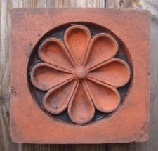 Decorative brick copy of antique terracotta wall tile - Daisy design