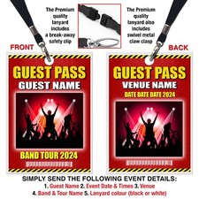 CONCERT EVENT LANYARD PASS Personalised Any Band Event - Gift Ticket Alternative