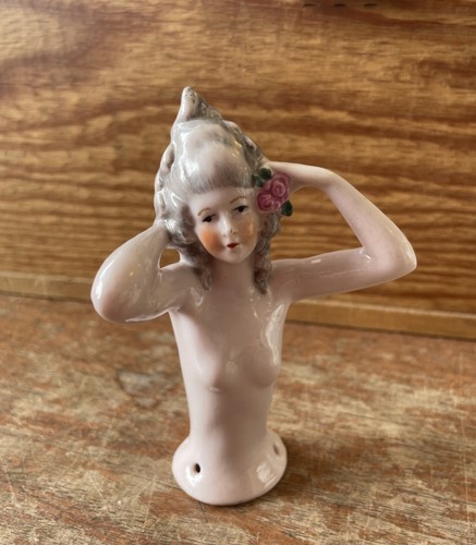 Porcelain half doll marked - half,