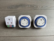 Set of 3 UK Plug Adapters/Timers - Working Condition