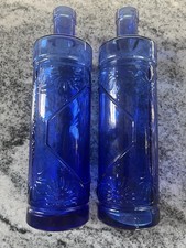 Vintage Cobalt Blue Glass Bottles Pack of 2