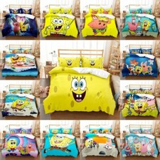 3D SpongeBob SquarePants Bedding Set Quilt Duvet Cover Pillowcase Single Double