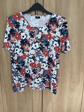 LADIES MULTICOLOURED SHORT SLEEVE TOP SIZE 12/14/16  HAPPY D BY DAMART