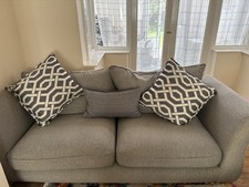 FURNITURE VILLAGE 2 SEATER SOFA - GREY - USED - WITH CUSHIONS
