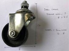 60mm Black Cast Iron Trolley Dolly Bin Wheel With Galvanised Brace Unbraked