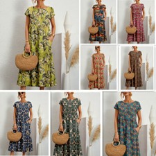 Womens Boho Floral Maxi Dress