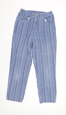 Country Rose Womens Blue Striped Wide-Leg Jeans Size 12