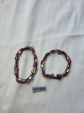 Womens 2 Multi Colour Shell Bead Stretch Bracelet Costume Jewellery MAY806