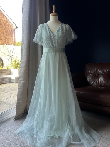 Romantic green wrap tulle prom - romantic,