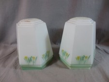 2 Glass ceiling light shades British Made pendant vintage light shade from 1970s