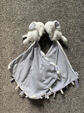 TWO Mamas And Papas Grey White Elephant X2 Comforter Soft Toy Soother Blankie