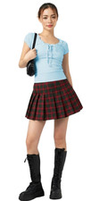 Ladies High Waist All Around Mini Pleated Tartan Skirt Check Casual Office Wear