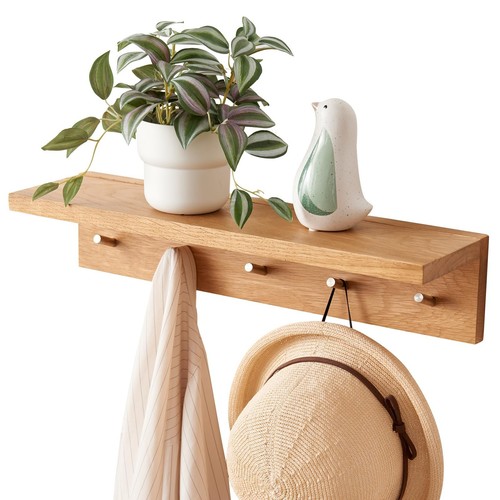 Oak wood coat rack wall - wood,