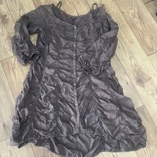 Hebbeding Rouched Balloon Dress Cotton Size 2 16/18 Mink Brown Dutch Design