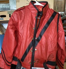Vintage Red Leather Jacket Michael Jackson Thriller Style Size Large
