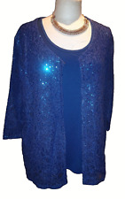 Stunning MICHELE HOPE Cobalt Blue Sequined Lace Evening Jacket &Top Size 14/16?