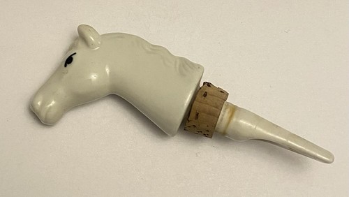 Vintage ceramic white horse - vintage,
