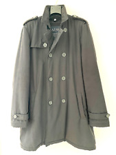 Armani Jeans Mac Trench Coat Jacket Mackintosh Black size Large