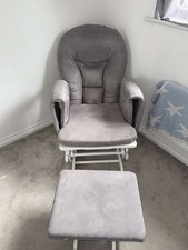 Obaby 22OB2102 Nursing Chair & Stool - White And Grey Recliner Glider Rocking