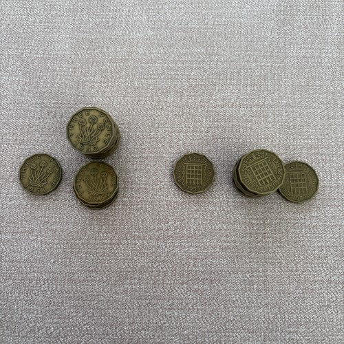 23x three pence coins - three,