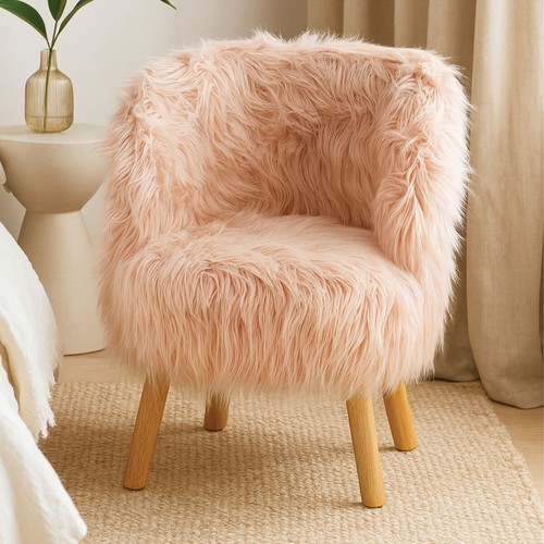 Pink faux fur chair - pink, |