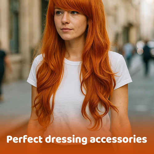 Long orange wig - ginger, curly