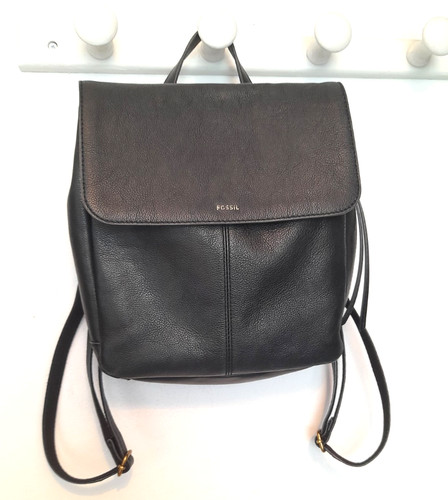 Fossil black leather backpack - leather,