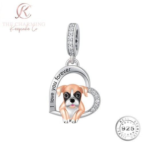Boxer dog charm silver 925 - silver, s